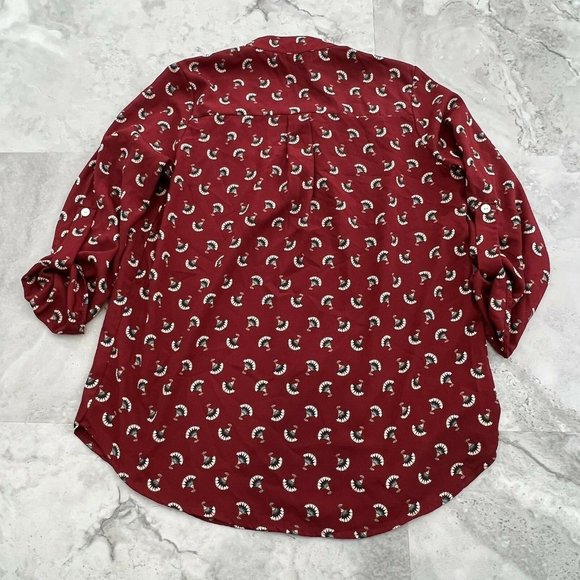 Entro Red Popover Boho Blouse Top Size Small S Fan Henley - Picture 3 of 6
